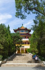 Obraz premium Jilin, Jilin, China - June 21 2021: An old Chinese pavilion architecture.