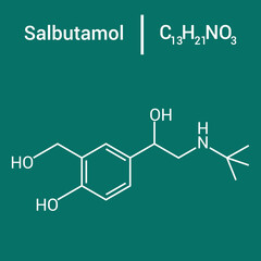 chemical structure of Salbutamol (C13H21NO3)