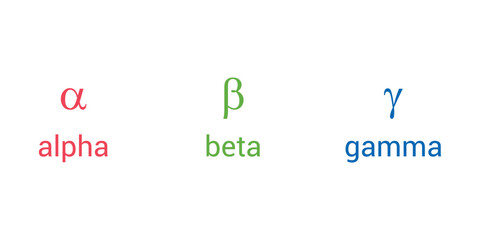 alpha beta gamma symbols. Vector illustration isolated on white background - obrazy, fototapety, plakaty