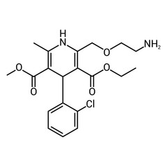 chemical structure of Amlodipine (C20H25ClN2O5)