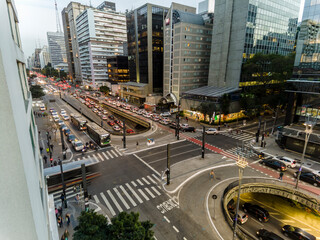 Sao Paulo, Brazil, July 06, 2022. Traffic of Vehicles in Paulista Avenue, central region of Sao Paulo,
