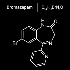 Fototapeta premium chemical structure of Bromazepam (C14H10BrN3O)