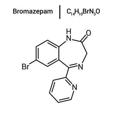 chemical structure of Bromazepam (C14H10BrN3O)