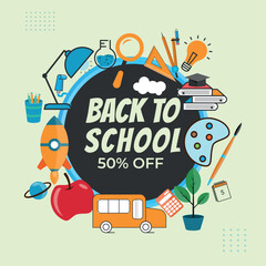 Back to school design. set of vector icons in flat style for banners, flyers, posters, etc.