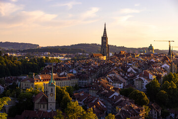 View over the old town of Bern in the evening - travel photography