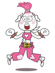 ロックでファンキーなお姉さん-前向きジャンプ