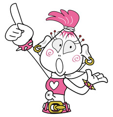 ロックでファンキーなお姉さん-指さし