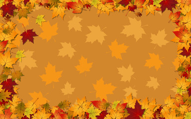 Autumn style elegant background with colorful leaves. Banner, coupon, card, flyer, booklet vector template