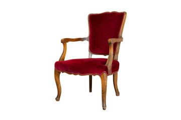 Red Vintage armchair isolated on white background with clipping path