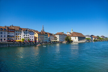 Fototapeta na wymiar River Aare in the city of Soloturn in Switzerland - travel photography