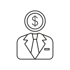 Businessman, dollar concept line icon. Simple element illustration. Businessman, dollar concept outline symbol design from business set. Can be used for web and mobile on white background