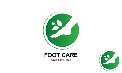 Foot Care Logo Design Template. Woman Foot With Leaf. Woman Leg Logo.