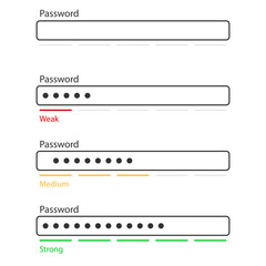 Weak and strong password pattern. Select the required security password. Vector illustration