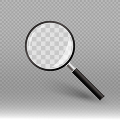 Search icon vector. Magnifying glass with transparent background. 