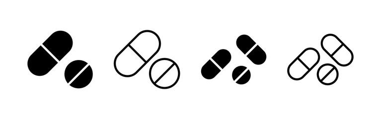 Pills icon vector. capsule icon. Drug sign and symbol