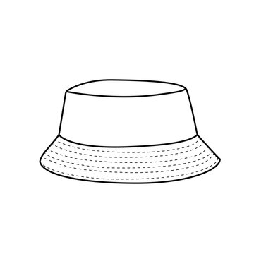 recommend clip art: bucket hat outline with sewing lines on white