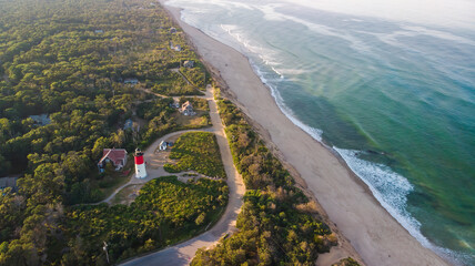 Nauset Beach with Nauset Light, aerial view