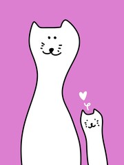 cute cat cartoon on pink background