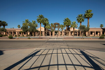 Sunny afternoon view of the public City Hall of Blythe, California, USA.