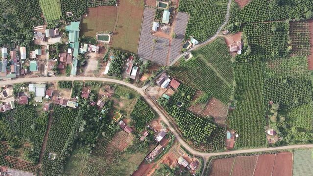 Dalat countryside - Vietnam's peaceful countryside - v&ugrave;ng n&ocirc;ng th&ocirc;n đ&agrave; lạt, Việt Nam, beautiful view 4k, Fhd, Vietnam from above - flycam in the sky of Vietnam