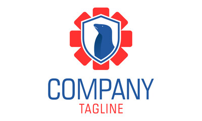 Blue and Red Color Sea Lion Seal Animal Rescue Badge Logo Design