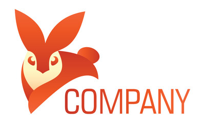Orange Color Fast Jump Rabbit Animal Logo Design
