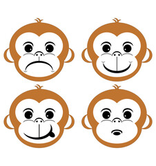 monkey head doodle vector