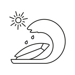 Surfing, waves, sun concept line icon. Simple element illustration. Surfing, waves, sun concept outline symbol design from summer set. Can be used for web and mobile on white background