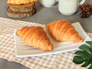 Delicious croissant on a plate