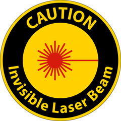 Caution Sign invisible laser beam On White Background