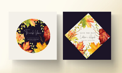 beautiful maple leaves wedding invitation template