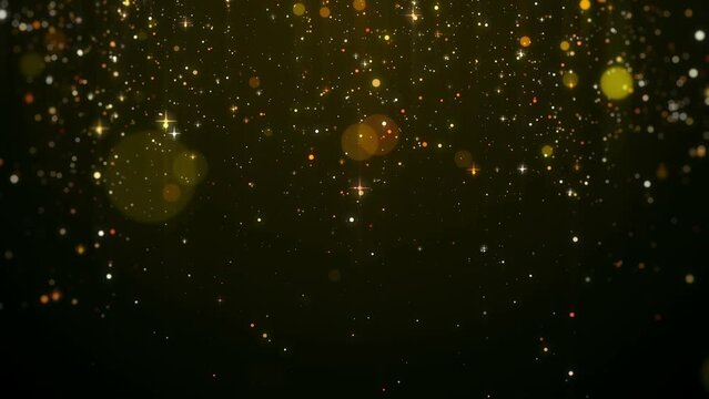 Gold particles and star falling elegant award background, loopable.
