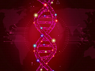 3d render of dna structure, abstract with digital background

