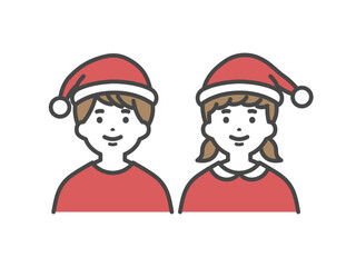 サンタクロースの服を着た男の子と女の子　Boy and girl dressed as Santa Claus