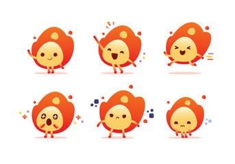 set of cartoon fire character mascot collection	
