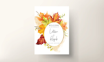 beautiful maple leaves wedding invitation template