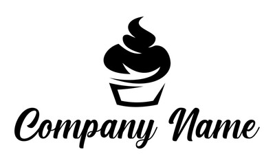 Black and White Color Ice Cream Muffin Logo Design