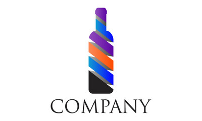 Colorful Simple Bottle Drink Line Logo Design