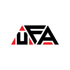 UFA triangle letter logo design with triangle shape. UFA triangle logo design monogram. UFA triangle vector logo template with red color. UFA triangular logo Simple, Elegant, and Luxurious Logo...