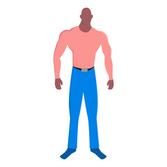 Fototapeta premium Muscular man without hair. Flat vector illustration isolated on a white background.