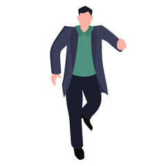 Running man in a business suit. Flat vector illustration isolated on a white background.