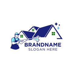 Professional pressure washing house logo design