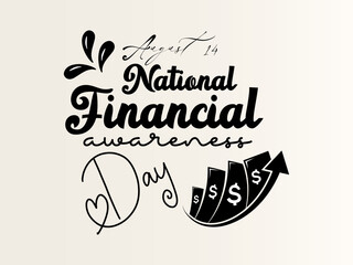 National financial awareness day. Black script calligraphy vector design for banner, poster, card and background.