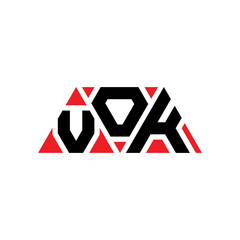 VOK triangle letter logo design with triangle shape. VOK triangle logo design monogram. VOK triangle vector logo template with red color. VOK triangular logo Simple, Elegant, and Luxurious Logo...