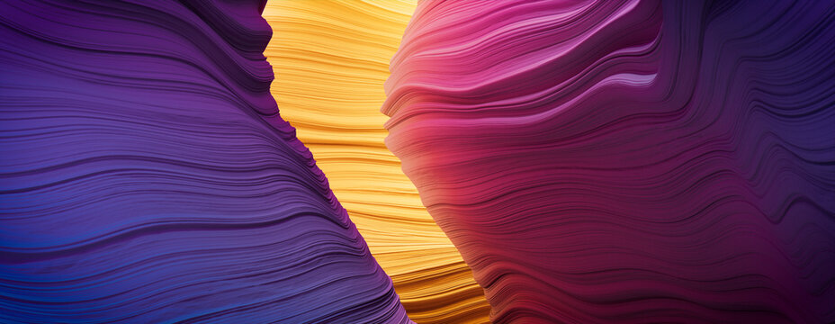 Purple and Yellow Abstract 3D Wallpaper.