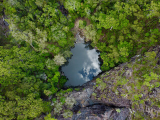 Overhead view of waterhole in Far North Queensland