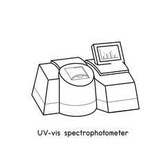 UV-vis spectrophotometer diagram for experiment setup lab outline vector illustration