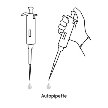 Auto pipette diagram for experiment setup lab outline vector illustration