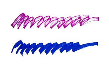 blue-purple scribble hand writing isolated on white background with clipping path.