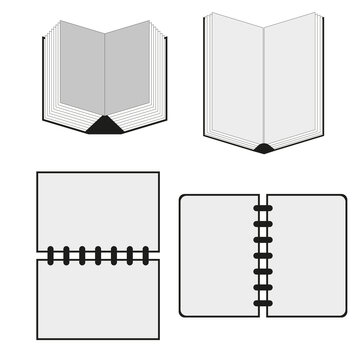 Books icons set. Side view. Vector illustration. stock image. 